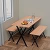4 Seater Dining Table Set with Benches | Metal Frame & MDF Top Dining Set for Home & Restaurant