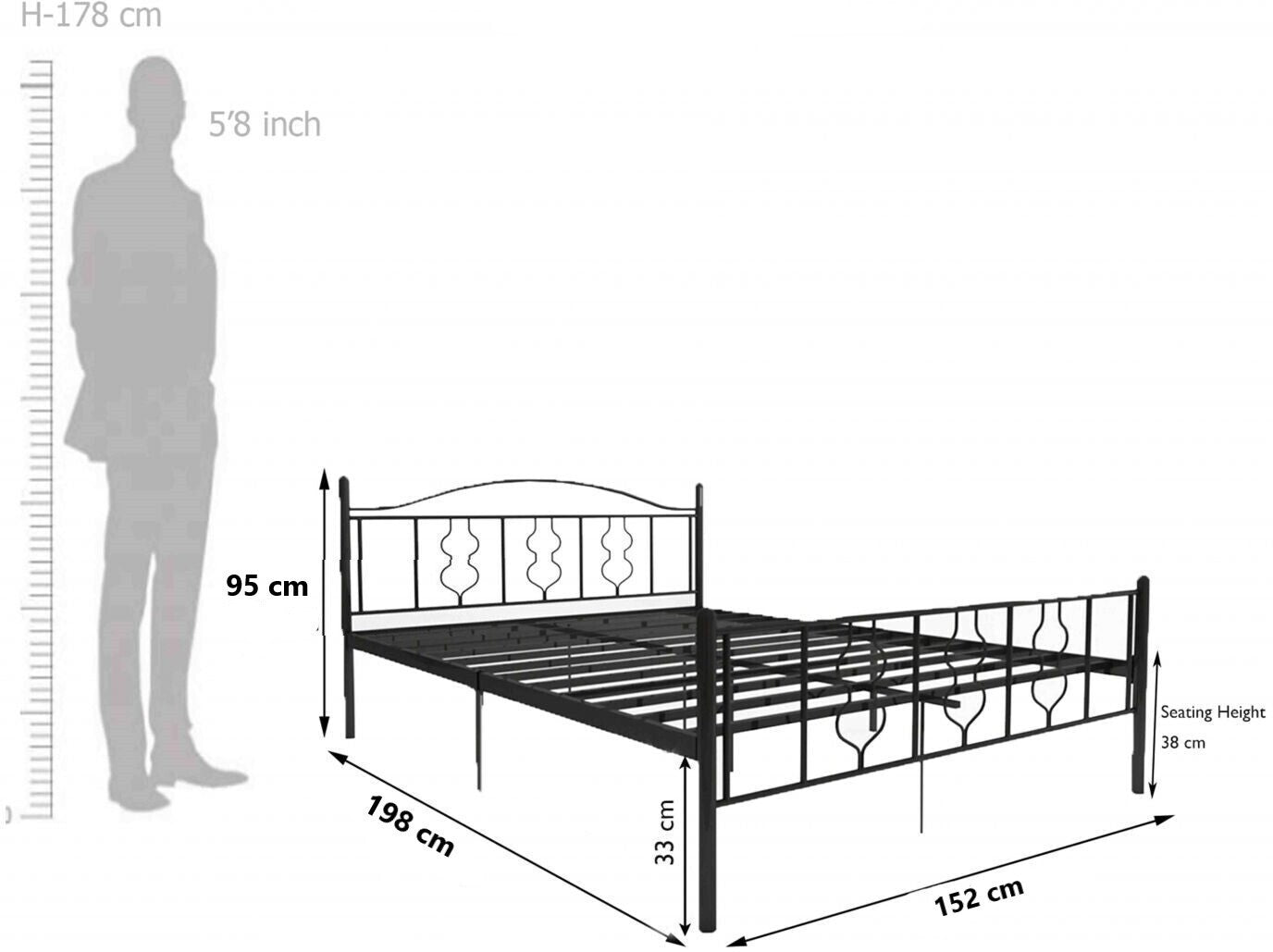Anishwar Alecono Metal Queen Bed ( Black Finish )