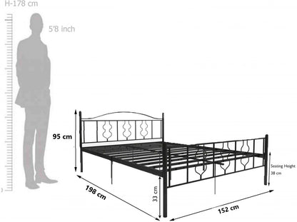 Anishwar Alecono Metal Queen Bed ( Black Finish )