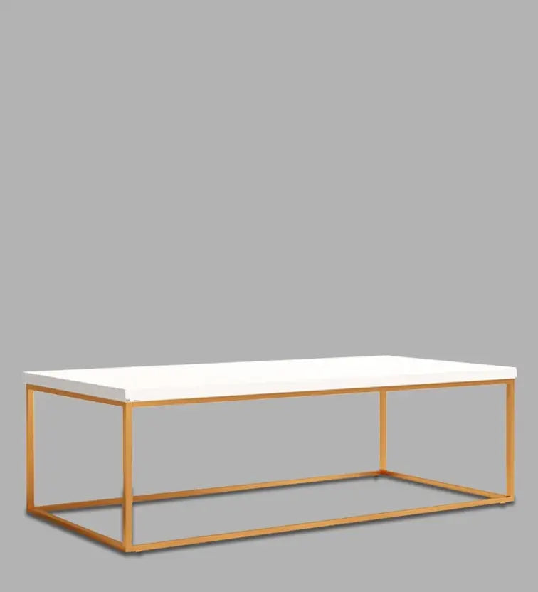 Adams Large Wooden & Metal Center Table Engineered Wood Coffee Table  (Finish Color - Brown, Pre-assembled)