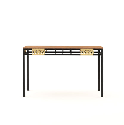 Engendered Wood Top Dining Table with Cushioned Chairs | Metal Dining Table Set for Living Room Dinning Hall Home Hotel