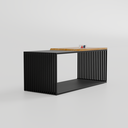 ANISHWAR Modern Coffee Table | Premium Rubberwood Top with Metal Frame | 40×16×17 Inch