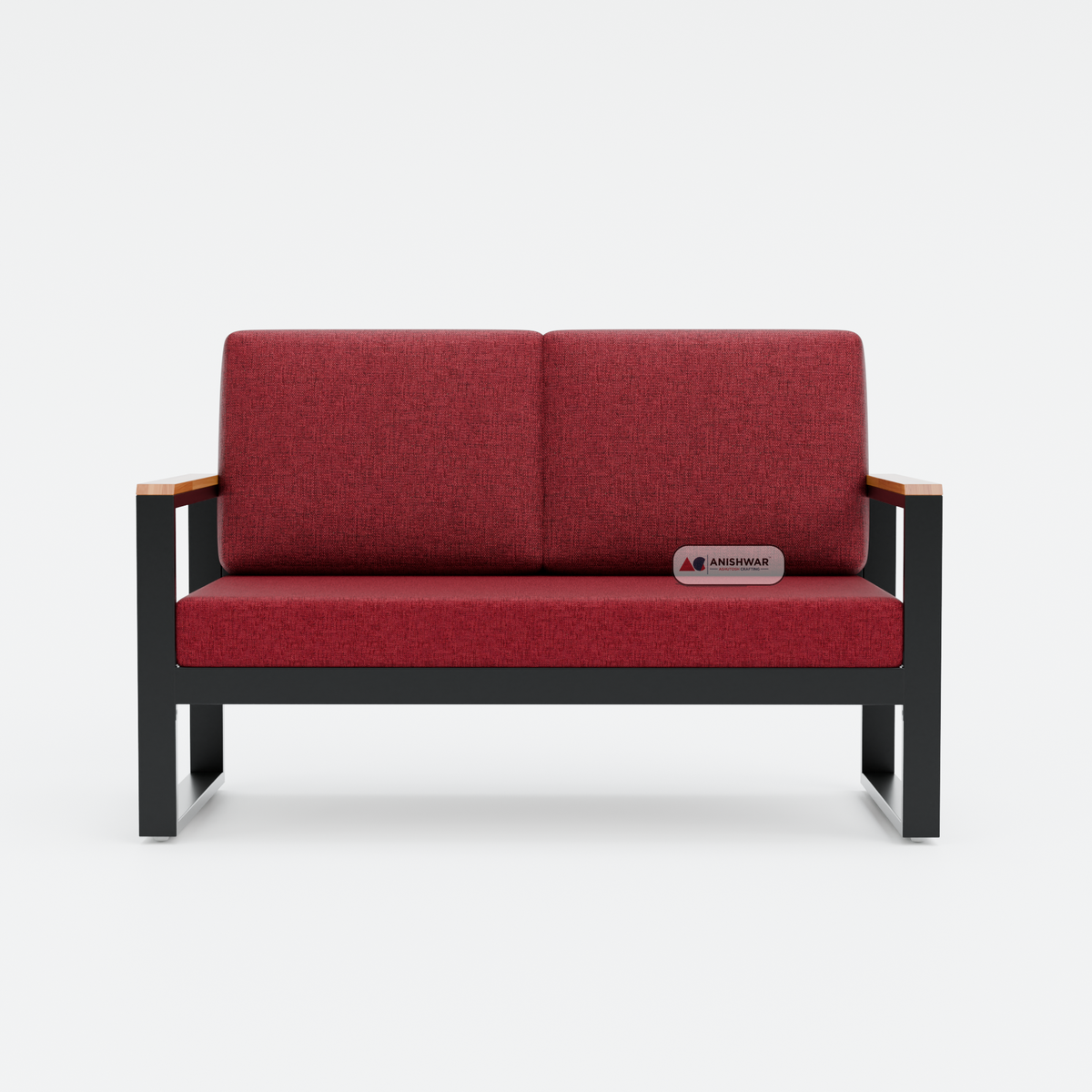 Metal Frame 2 Seater Sofa | Modern Fabric Sofa for Living Room | Wooden Sofa Alternative