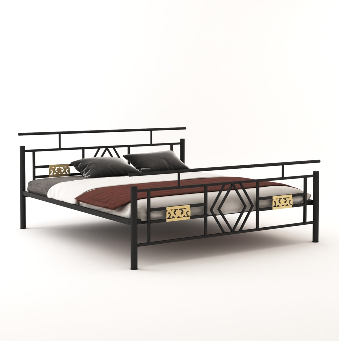 Anishwar House Ston Metal King Bed ( Black Finish )