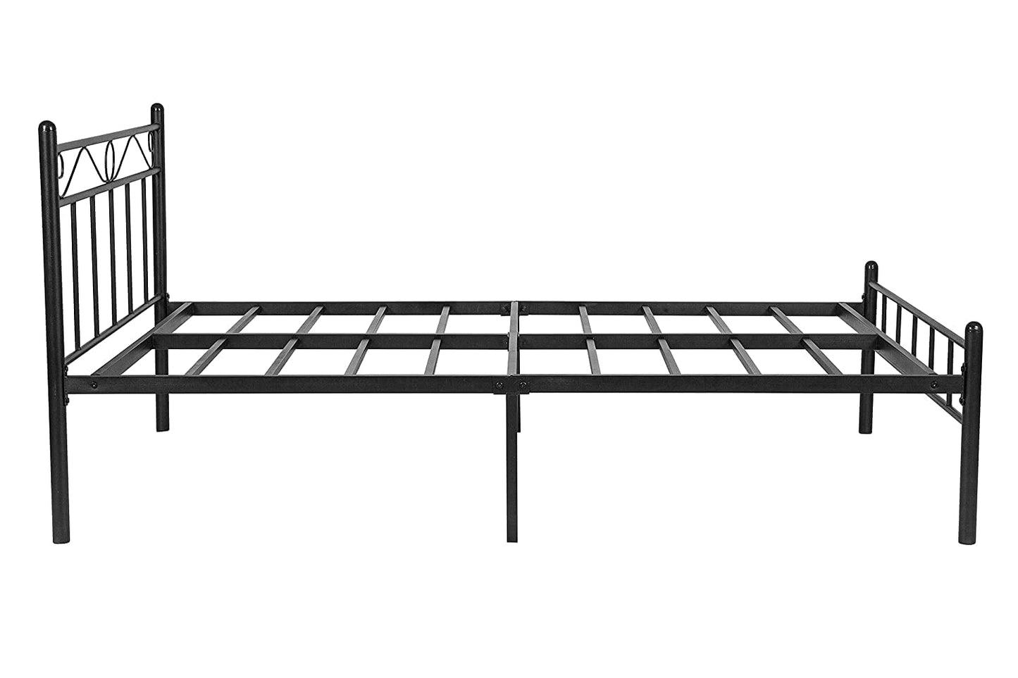 London Metal Queen Size Bed | Metal Double Bed with Headboard | Bed for Bedroom | Iron Black | DIY (Do It Yourself)