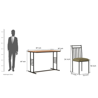Engendered Wood Top Dining Table with Cushioned Chairs | Metal Dining Table Set for Living Room Dinning Hall Home Hotel