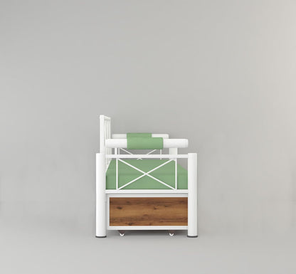 White Metal Framing and Wood 3 Seater Sofa Set Scott Sofa Cum Bed with Storage Furniture for Living Room Convertible Sofa Bed for Home Furniture