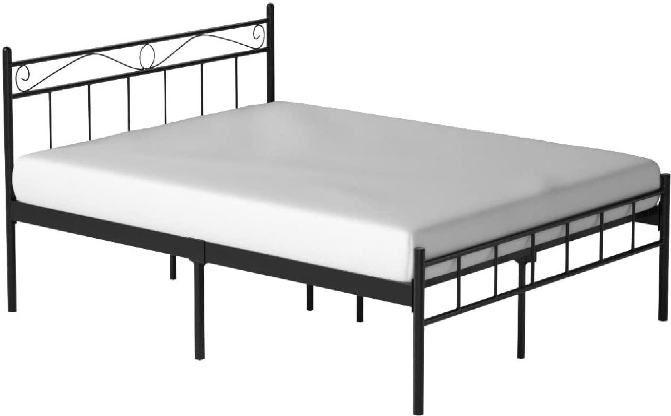 London Metal Queen Size Bed | Metal Double Bed with Headboard | Bed for Bedroom | Iron Black | DIY (Do It Yourself)