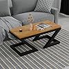 Modern Coffee Table | Solid Rubberwood Wooden Top & Heavy-Duty Metal Frame
