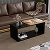 Metal Coffee Table with Solid Rubber Wood Top