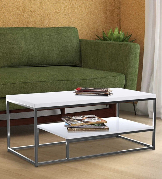 Anishwar Rubi Coffee Table ( Silver And White Finish )
