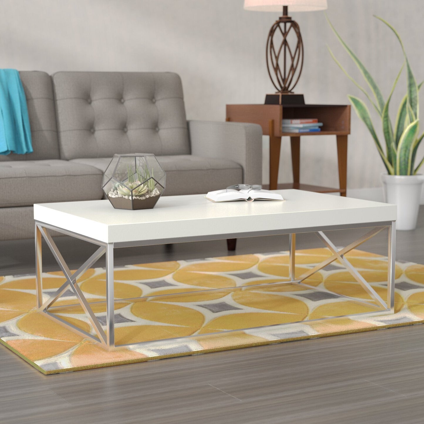 Anishwar Orca Coffee Table ( Silver And White Finish )