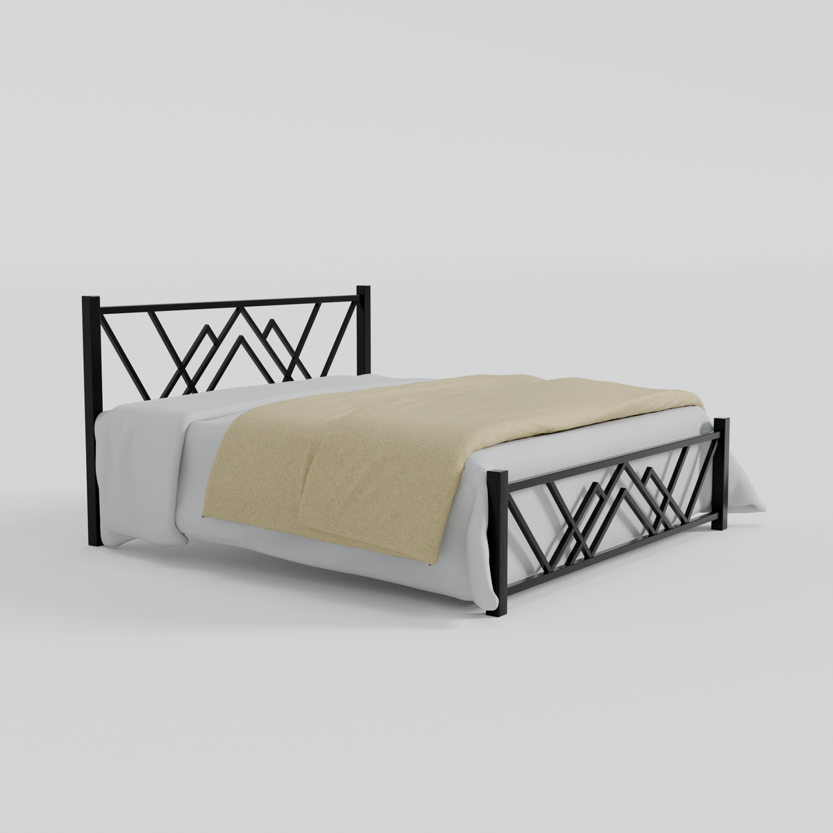 ANISHWAR King Size Metal Bed | Premium Iron Bed with Elegant Curved Design