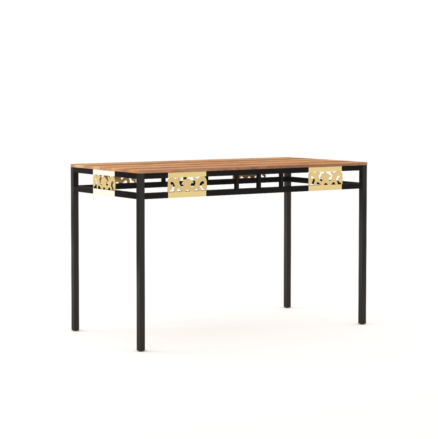 Engendered Wood Top Dining Table with Cushioned Chairs | Metal Dining Table Set for Living Room Dinning Hall Home Hotel