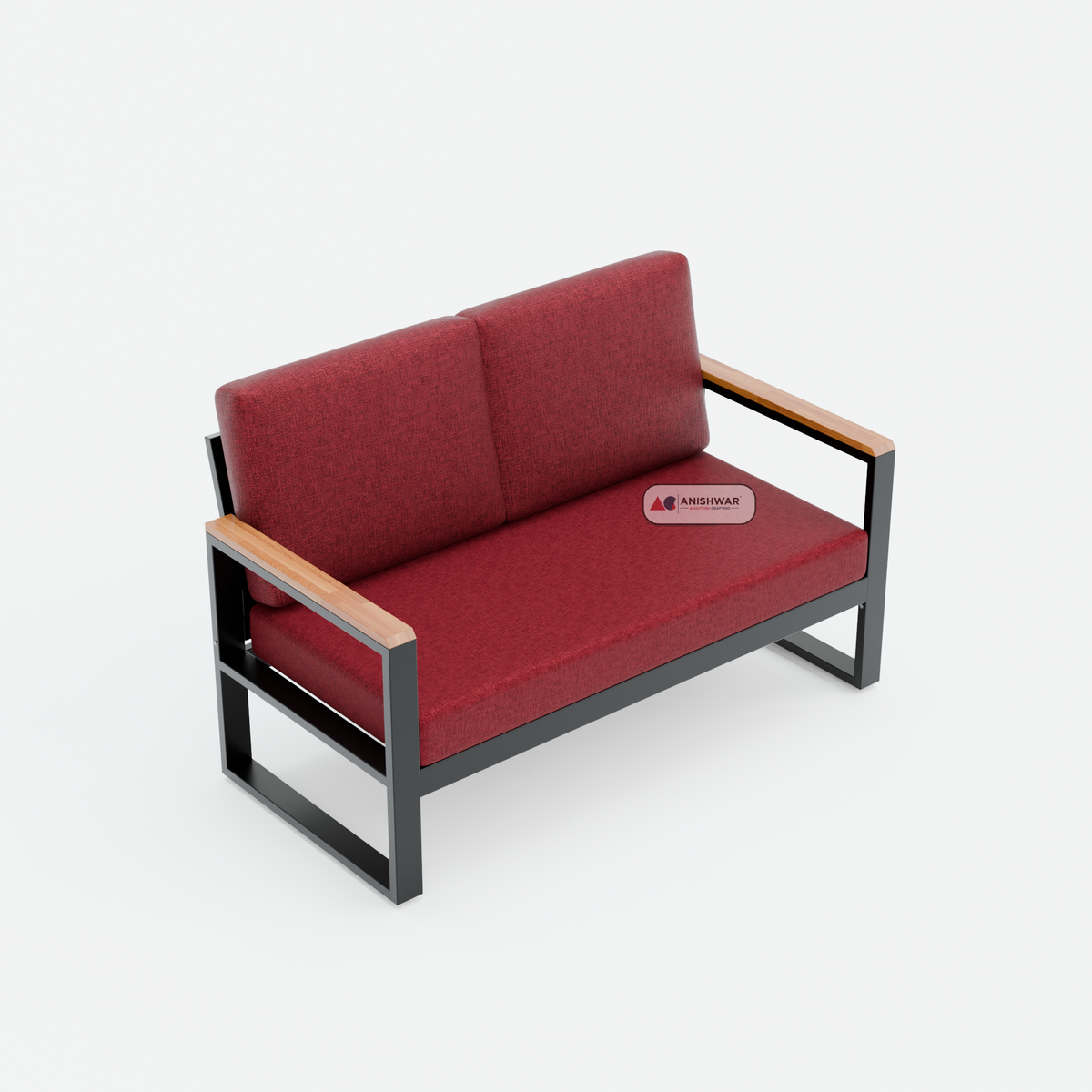 Metal Frame 2 Seater Sofa | Modern Fabric Sofa for Living Room | Wooden Sofa Alternative