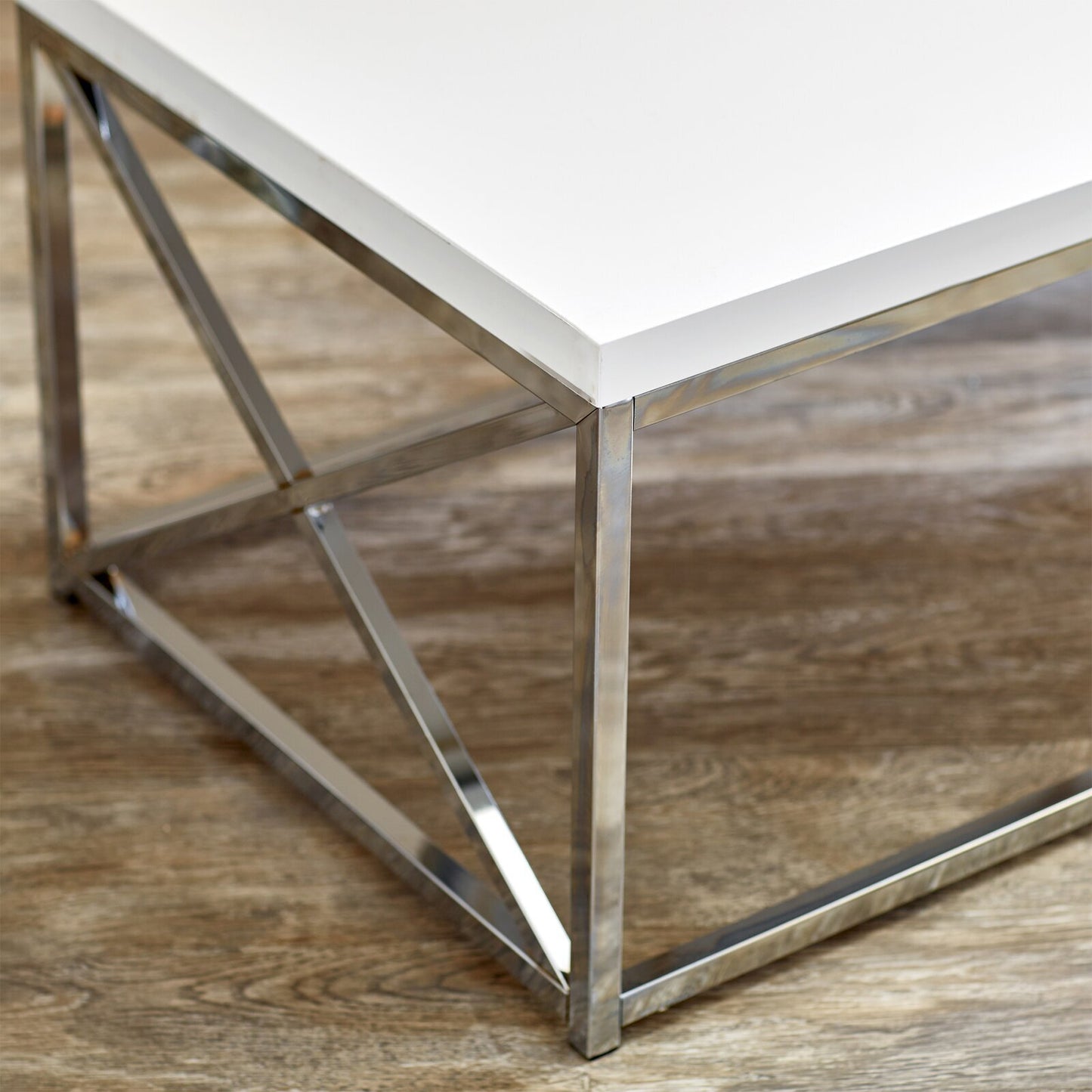 Anishwar Orca Coffee Table ( Silver And White Finish )