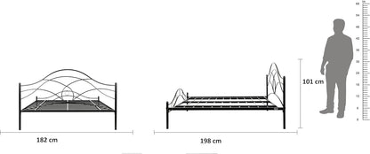 Metal King Size Bed | Metal Double Bed with Headboard | Bed for Bedroom | Iron Black | DIY (Do It Yourself)