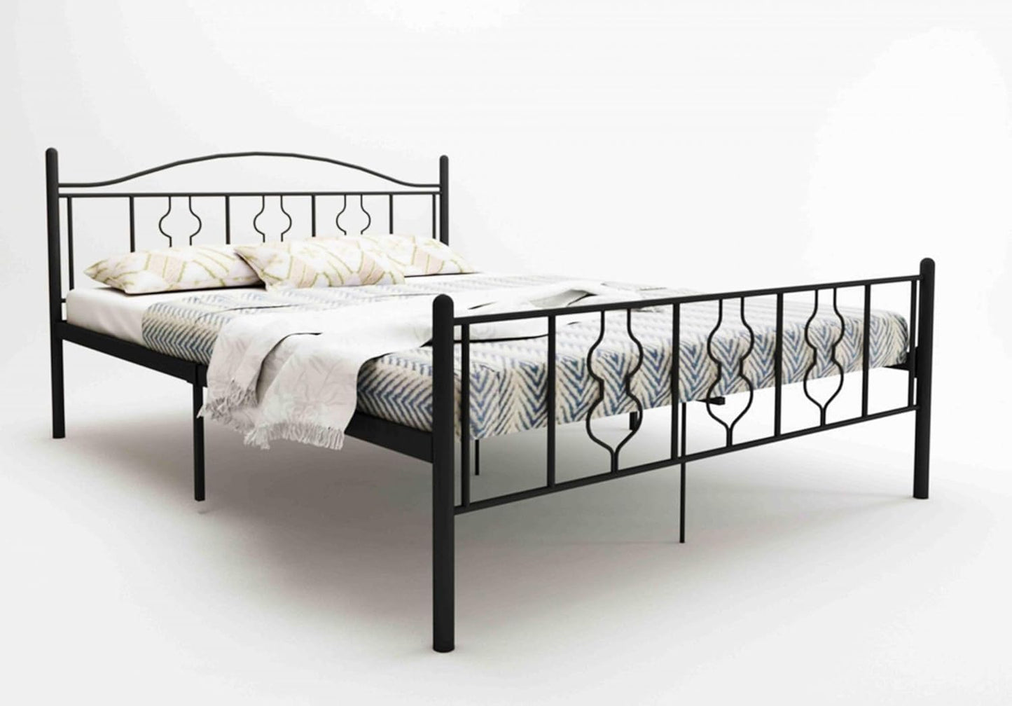 Wrought Iron Metal King Size Bed | Metal Double Bed with Headboard | Bed for Bedroom | Iron Black | DIY (Do It Yourself)