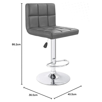 Revolving Height Adjustable 360 Degree Swivel Leatherette Rectangular Seat High Metal Bar Chair with Footrest for Home Kitchen Outdoor Cafeteria Bar Stool for Dining Office (Grey)