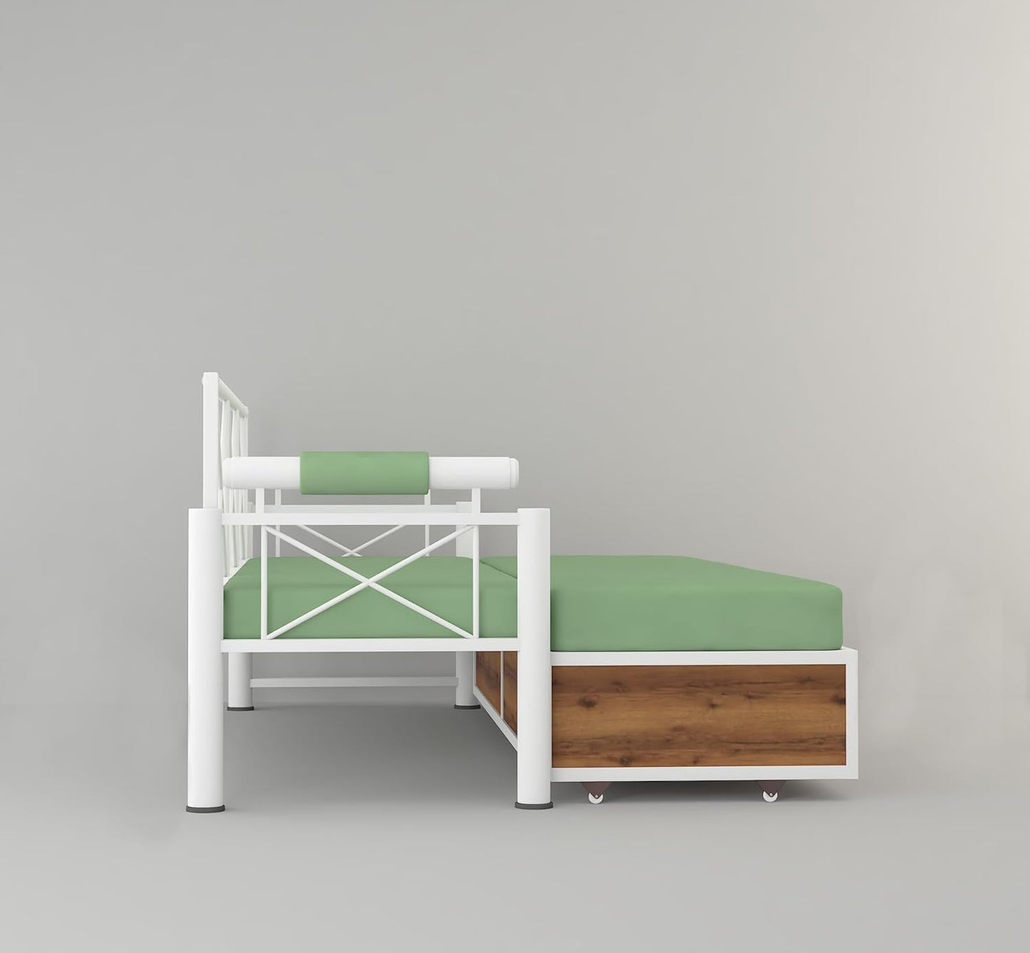 White Metal Framing and Wood 3 Seater Sofa Set Scott Sofa Cum Bed with Storage Furniture for Living Room Convertible Sofa Bed for Home Furniture