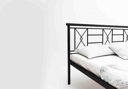 Sark Metal King Size Bed | Metal Double Bed with Headboard | Iron Black | DIY (Do It Yourself)