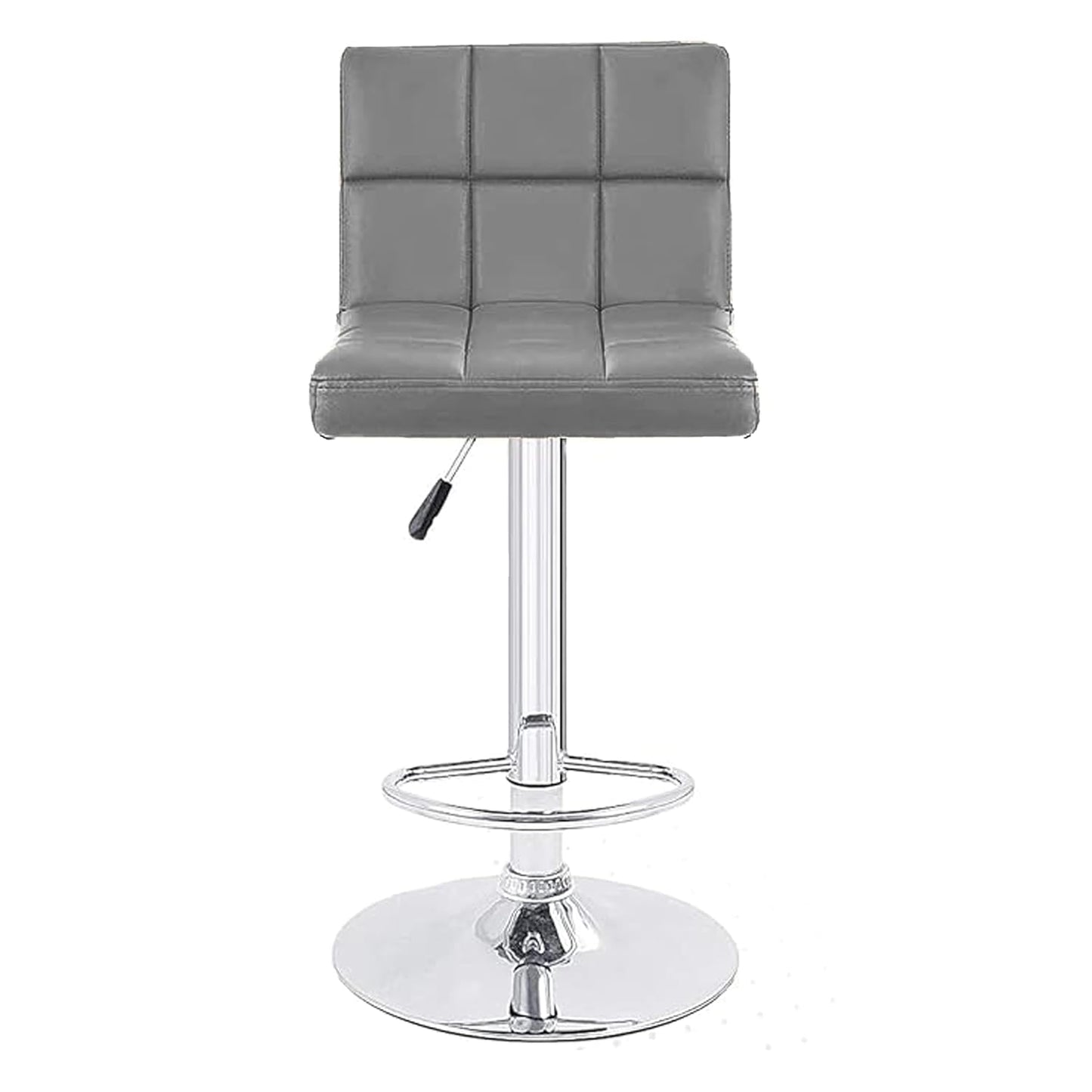 Revolving Height Adjustable 360 Degree Swivel Leatherette Rectangular Seat High Metal Bar Chair with Footrest for Home Kitchen Outdoor Cafeteria Bar Stool for Dining Office (Grey)