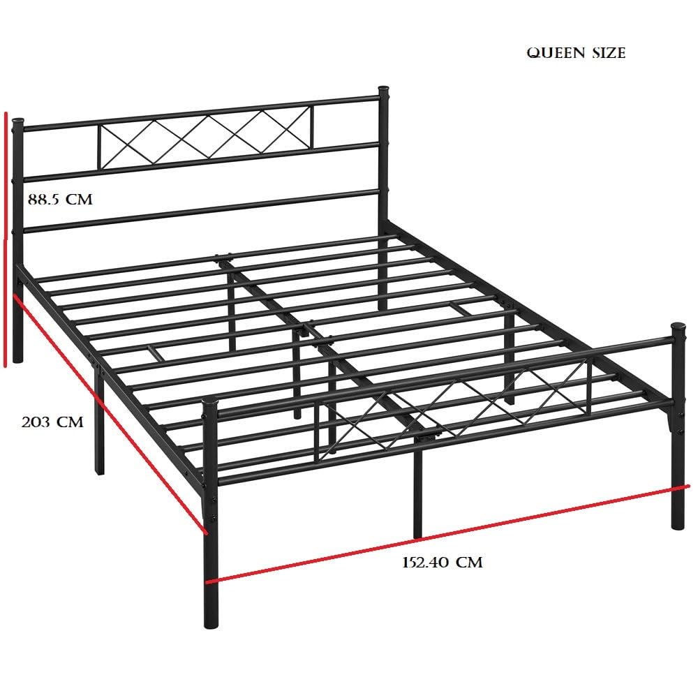 Hulk Metal Queen Size Bed | Metal Double Bed with Headboard | Bed for Bedroom Home | Iron Black