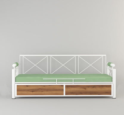 White Metal Framing and Wood 3 Seater Sofa Set Scott Sofa Cum Bed with Storage Furniture for Living Room Convertible Sofa Bed for Home Furniture