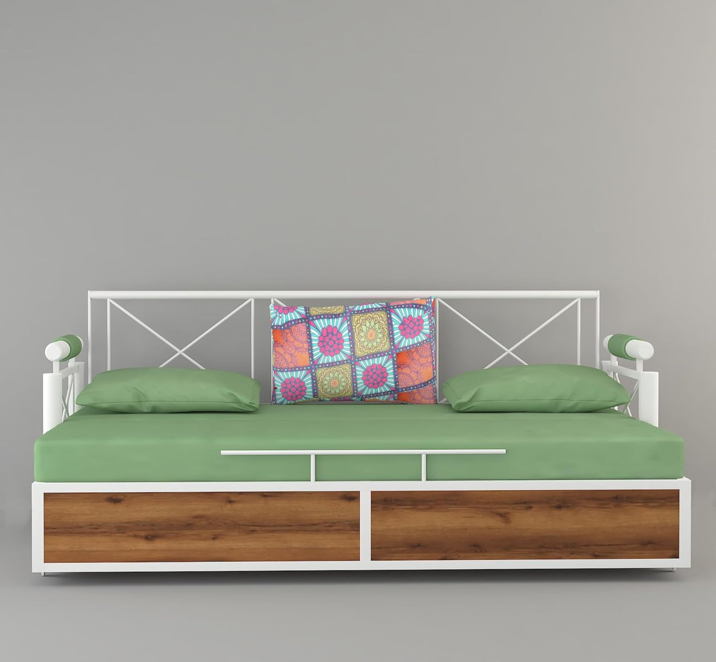 White Metal Framing and Wood 3 Seater Sofa Set Scott Sofa Cum Bed with Storage Furniture for Living Room Convertible Sofa Bed for Home Furniture