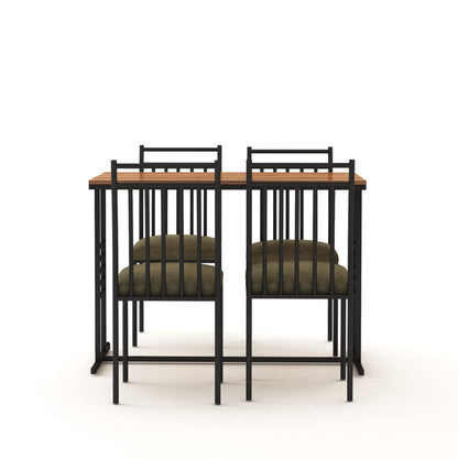 Engendered Wood Top Dining Table with Cushioned Chairs | Metal Dining Table Set for Living Room Dinning Hall Home Hotel