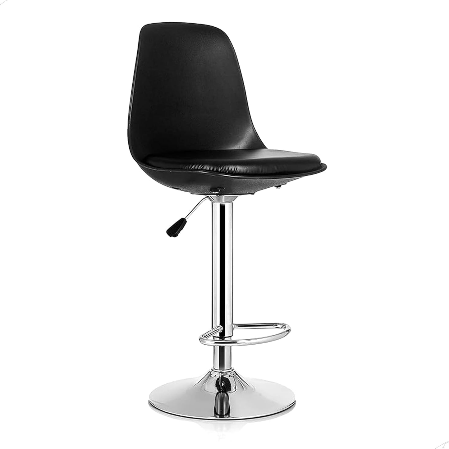 Revolving Height Adjustable 360 Degree Swivel Leatherette Seat Top High Metal Bar Chair with Footrest for Home Kitchen Outdoor Cafeteria Bar Stool for Dining Office (Orange)