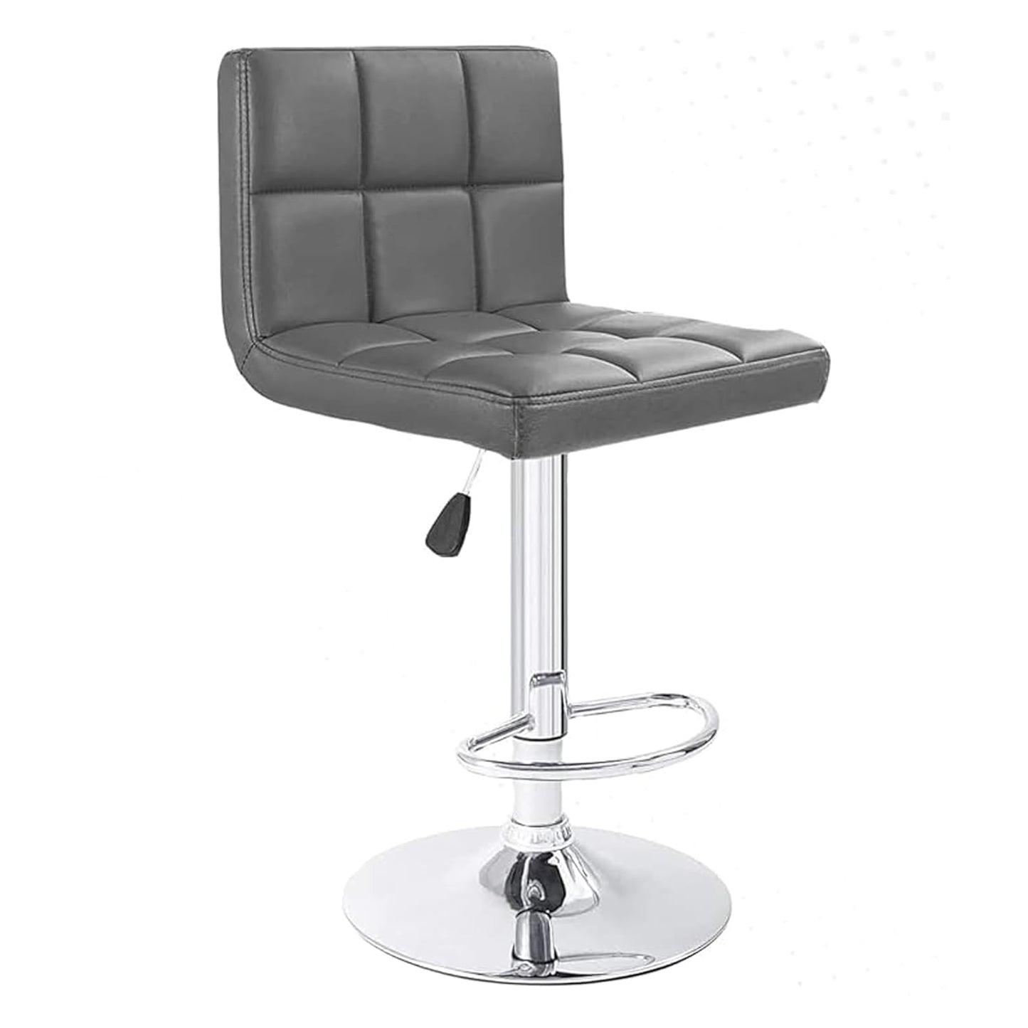 Revolving Height Adjustable 360 Degree Swivel Leatherette Rectangular Seat High Metal Bar Chair with Footrest for Home Kitchen Outdoor Cafeteria Bar Stool for Dining Office (Grey)