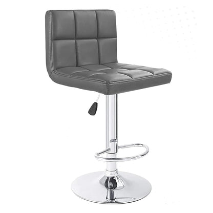 Revolving Height Adjustable 360 Degree Swivel Leatherette Rectangular Seat High Metal Bar Chair with Footrest for Home Kitchen Outdoor Cafeteria Bar Stool for Dining Office (Grey)