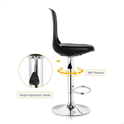 Revolving Height Adjustable 360 Degree Swivel Leatherette Seat Top High Metal Bar Chair with Footrest for Home Kitchen Outdoor Cafeteria Bar Stool for Dining Office (Orange)