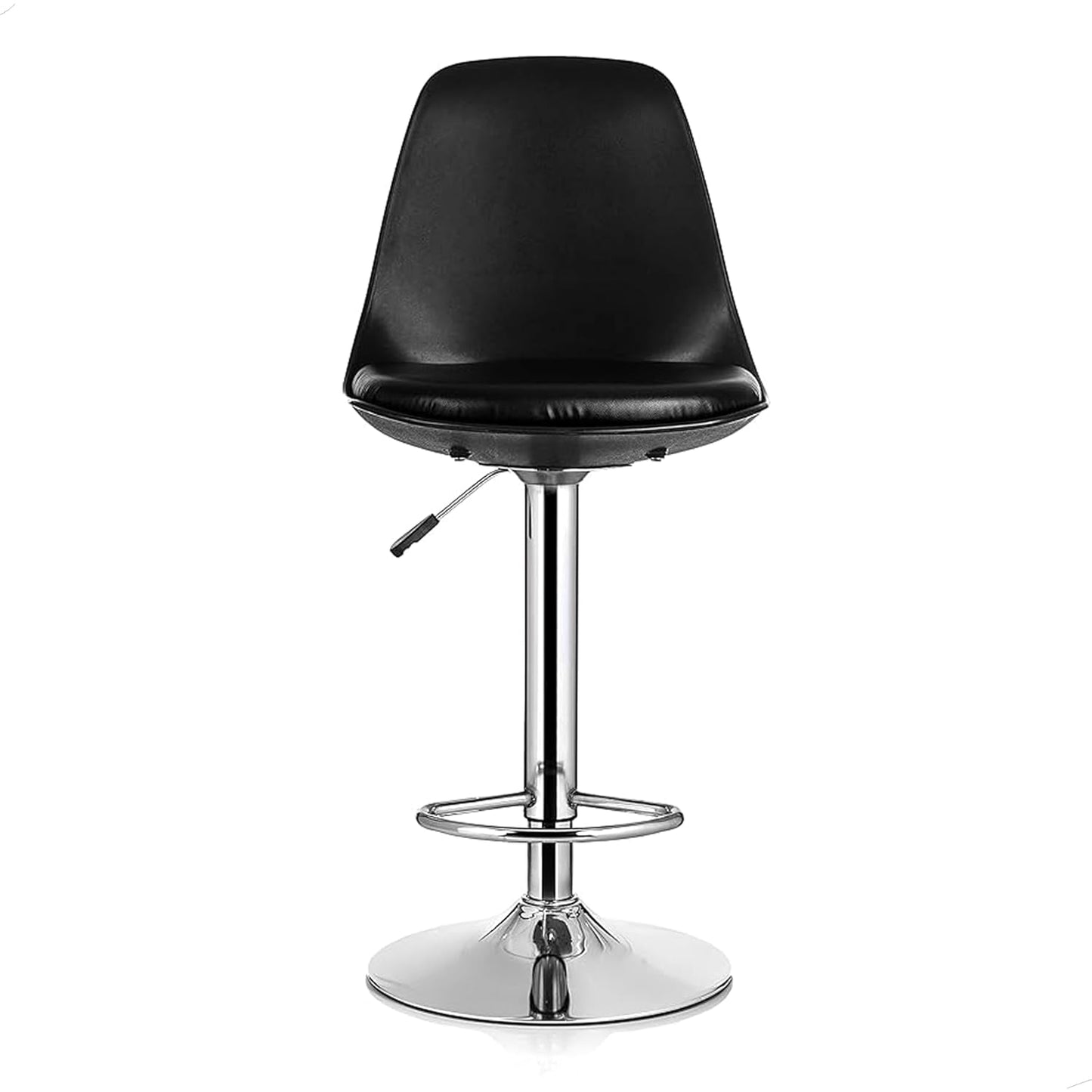 Revolving Height Adjustable 360 Degree Swivel Leatherette Seat Top High Metal Bar Chair with Footrest for Home Kitchen Outdoor Cafeteria Bar Stool for Dining Office (Orange)