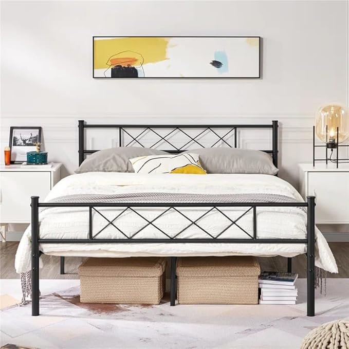 Hulk Metal Queen Size Bed | Metal Double Bed with Headboard | Bed for Bedroom Home | Iron Black