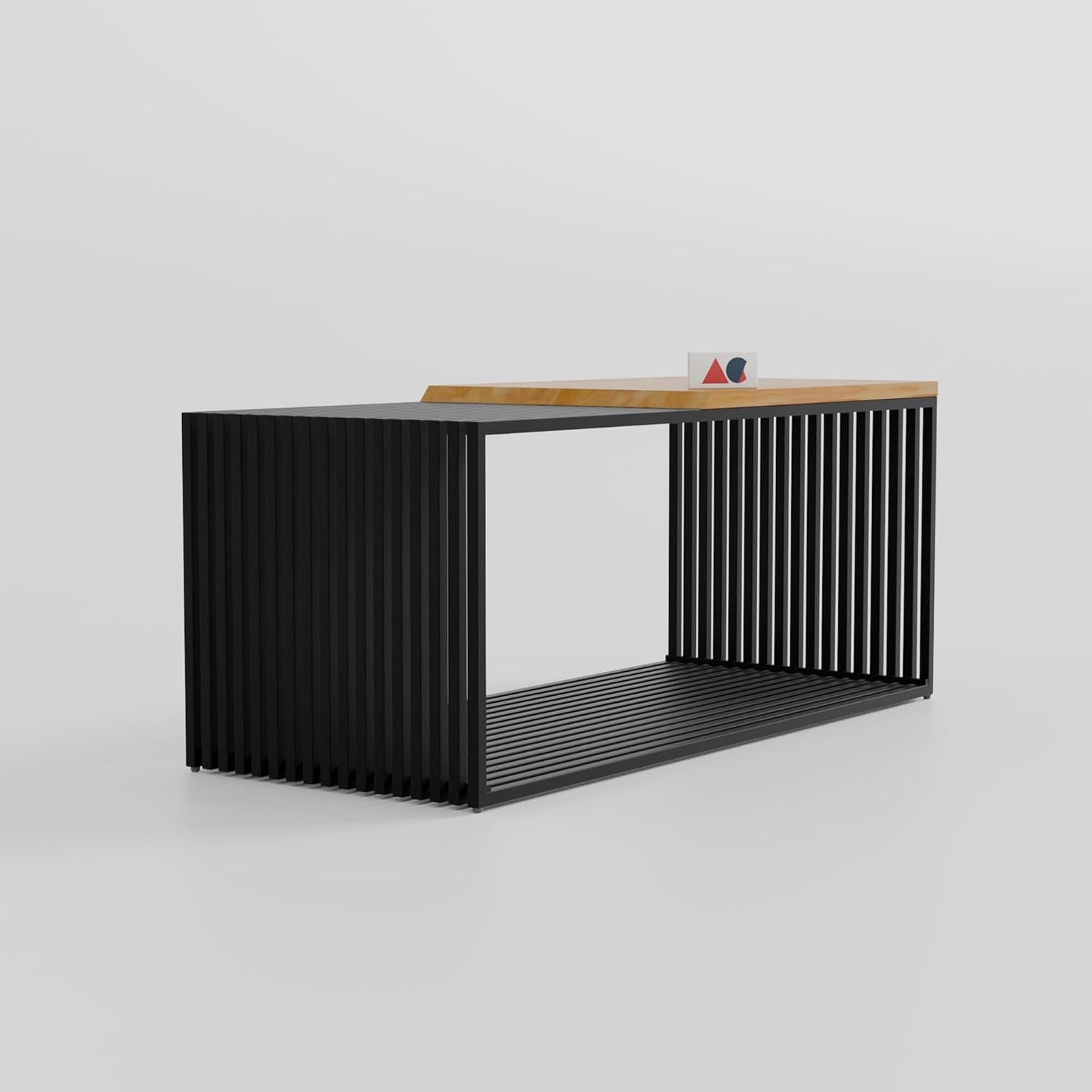 Metal Coffee Table with Solid Rubber Wood Top