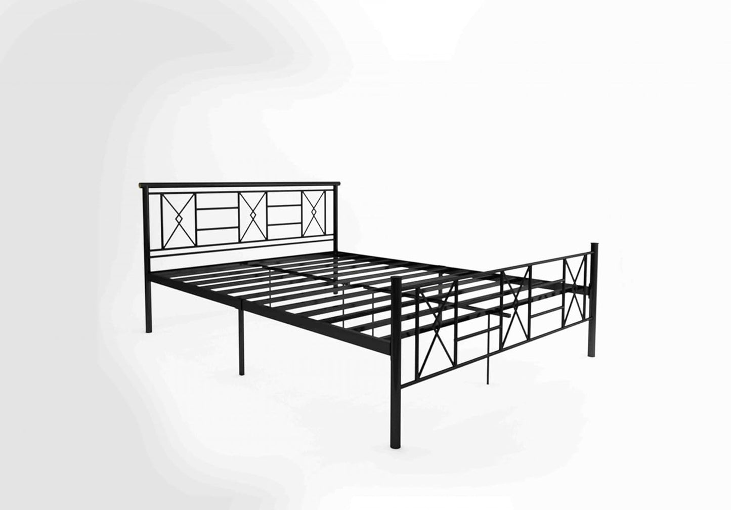 Sark Metal King Size Bed | Metal Double Bed with Headboard | Iron Black | DIY (Do It Yourself)