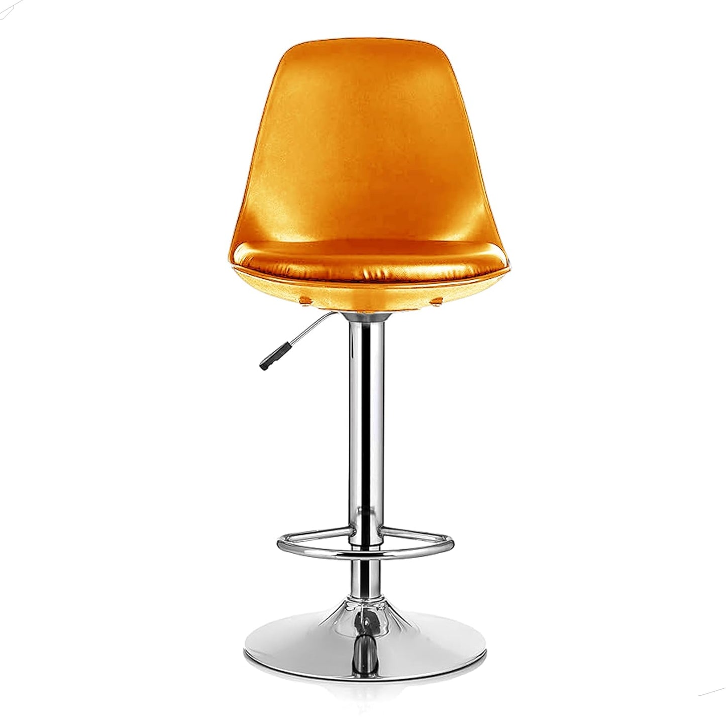 Revolving Height Adjustable 360 Degree Swivel Leatherette Seat Top High Metal Bar Chair with Footrest for Home Kitchen Outdoor Cafeteria Bar Stool for Dining Office (Orange)