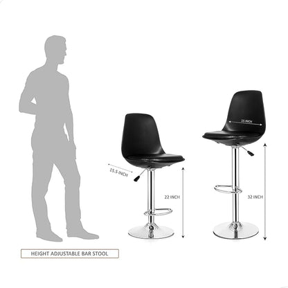 Revolving Height Adjustable 360 Degree Swivel Leatherette Seat Top High Metal Bar Chair with Footrest for Home Kitchen Outdoor Cafeteria Bar Stool for Dining Office (Orange)