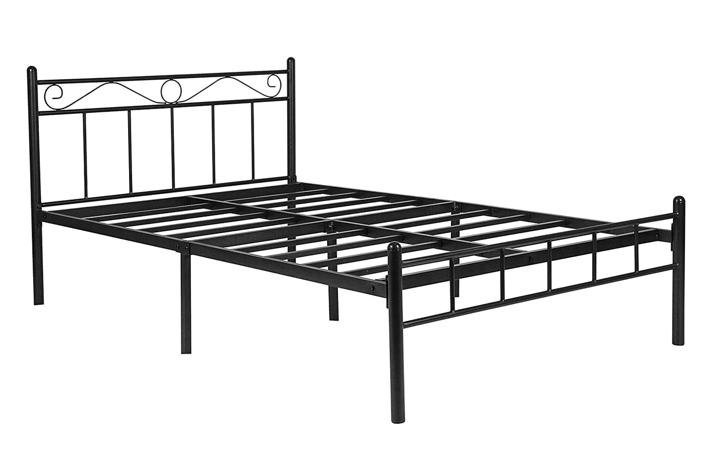 London Metal Queen Size Bed | Metal Double Bed with Headboard | Bed for Bedroom | Iron Black | DIY (Do It Yourself)