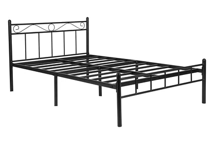 London Metal Queen Size Bed | Metal Double Bed with Headboard | Bed for Bedroom | Iron Black | DIY (Do It Yourself)