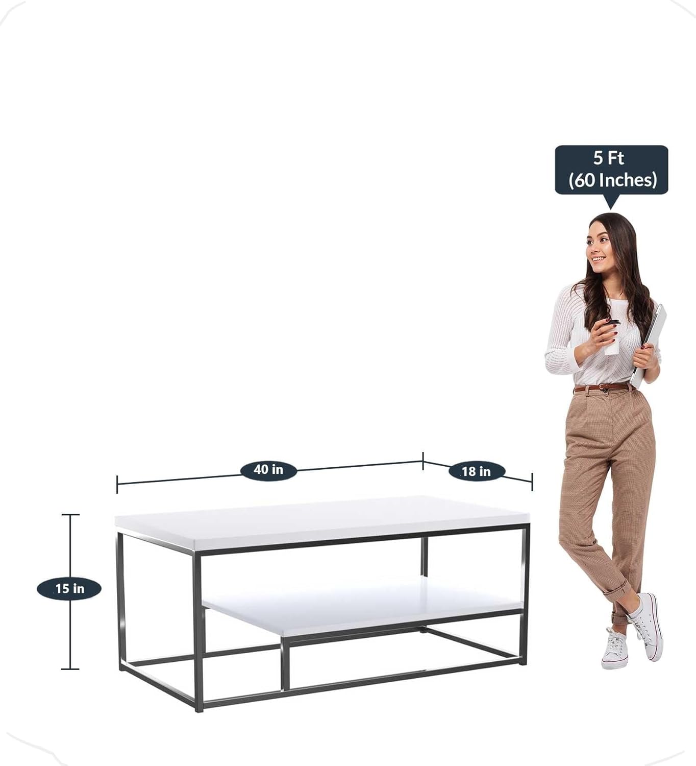 Leena Metal Centre Coffee Table Home Outdoor Furniture | Coffee Table for Office Living Room Furniture | Metal Frame with Wooden Plank |