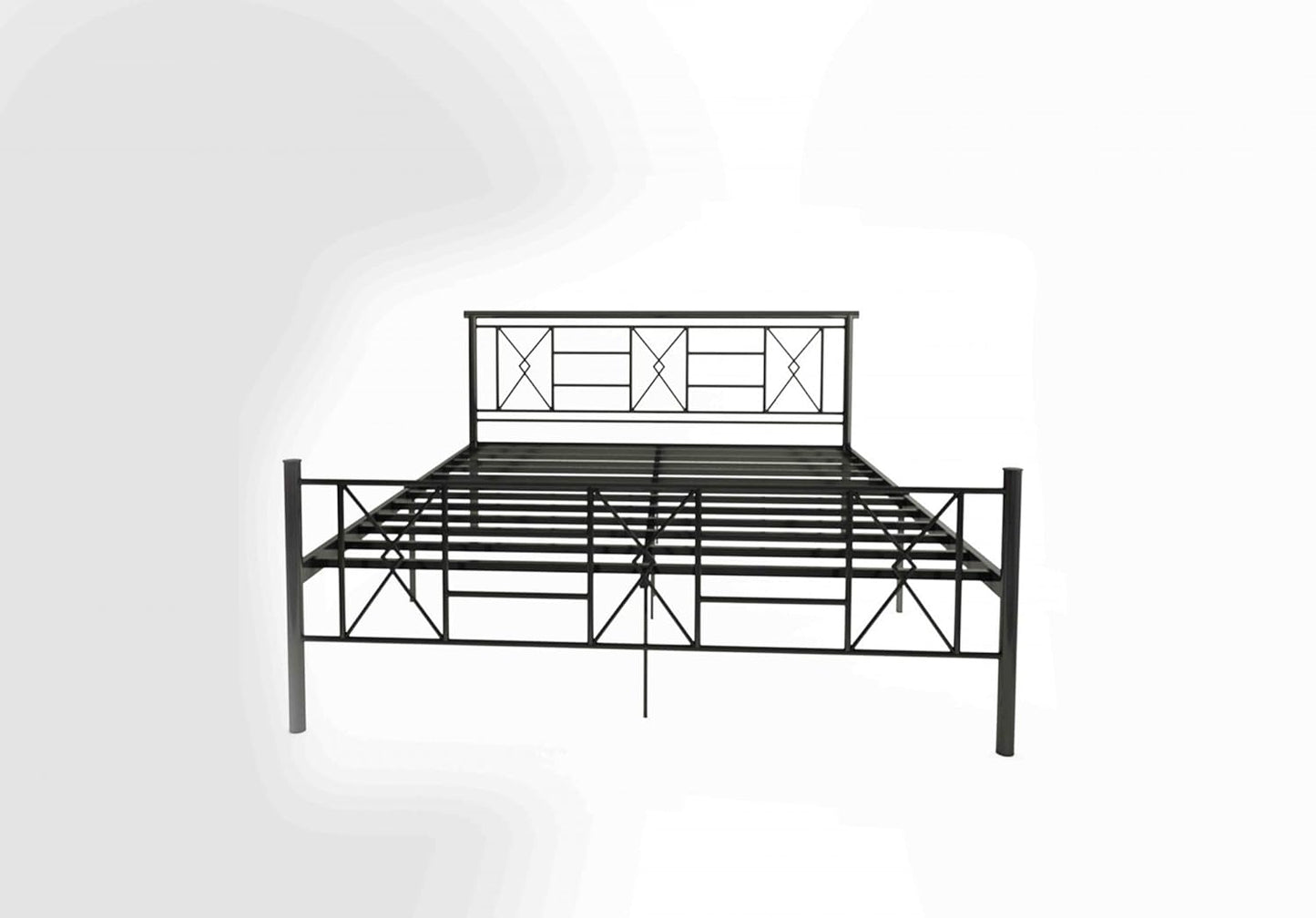 Sark Metal King Size Bed | Metal Double Bed with Headboard | Iron Black | DIY (Do It Yourself)