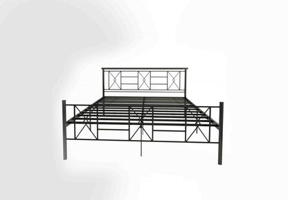 Sark Metal King Size Bed | Metal Double Bed with Headboard | Iron Black | DIY (Do It Yourself)