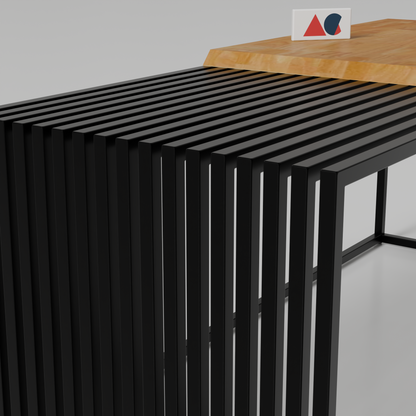 ANISHWAR Metal Coffee Table with Solid Rubberwood Top, Contemporary Style, Rectangular Shape, Black and Wood Finish, Heavy Duty Powder Coated Frame