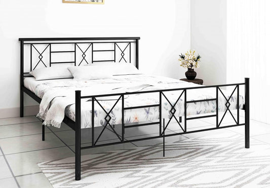 Sark Metal King Size Bed | Metal Double Bed with Headboard | Iron Black | DIY (Do It Yourself)