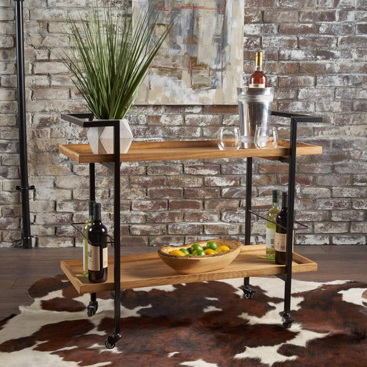 Anishwar Ivan Bar Trolley ( Silver And Brown Finish )