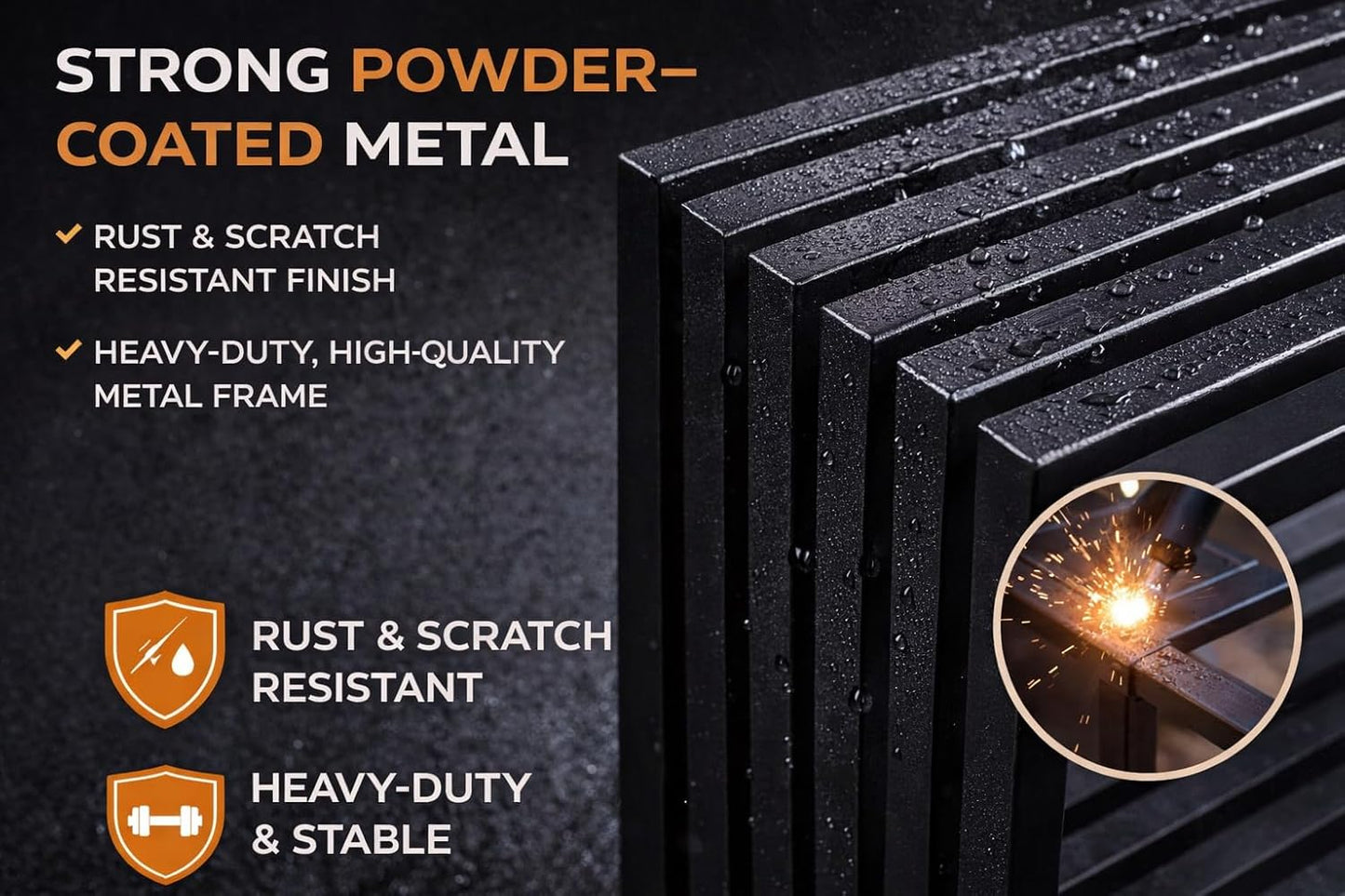 Metal Coffee Table with Solid Rubber Wood Top