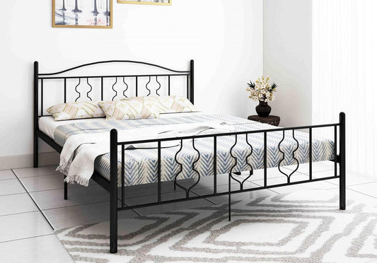 Wrought Iron Metal King Size Bed | Metal Double Bed with Headboard | Bed for Bedroom | Iron Black | DIY (Do It Yourself)